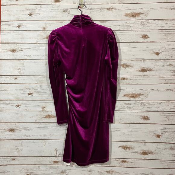 NWT Pam & Gela Velvet Shirred Dress - Fuchsia - Medium - Picture 16 of 16